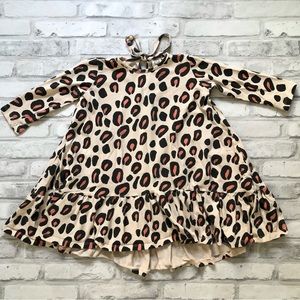 Kukukid Animal Print Dress Swing Twirl Girls Size 3-4 Long Sleeve